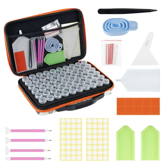 Art Storage Box 60/30 Slots Beads Storage Box Shockproof Storage Case Portable Lightweight Art Storage Containers with Art Accessories and Tools Kit for DIY Art Craft
