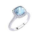 thumbnail image 2 of SuperJeweler 2 Carat Cushion Cut Aquamarine and Halo Diamond Ring In Sterling Silver For Women, 2 of 5
