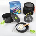 thumbnail image 2 of Tignapoo Portable Camping Cookware Set DS-308 with Green Handle & Accessories, Aluminum Oxide Material, Non-Stick Pot, Frying Pan, Tea Kettle, Lightweight for Outdoor Adventures, 2 of 6