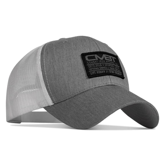 Combat Iron Branded Cmbt Subdued Labeled Snapback Hat Gray / White