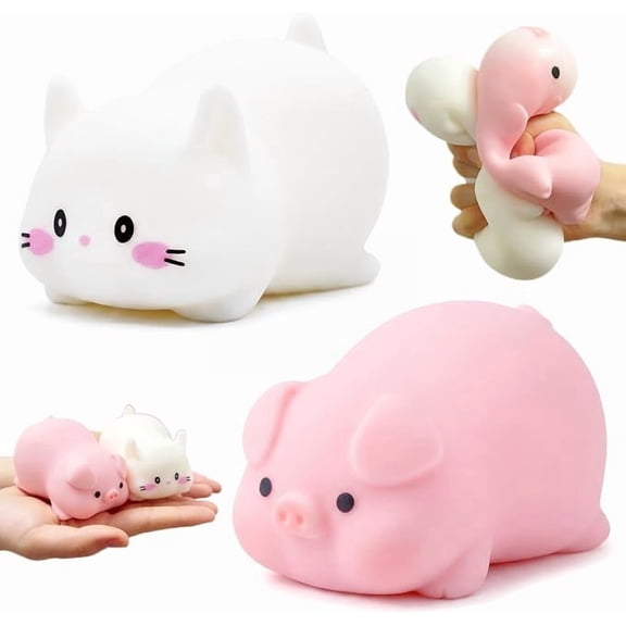 Pig Squishies Squeeze Toys, Malleable Dough Animal Stress Ball, Portable Hand Exercise Fidget Toy for Office Work Pressure, Collectible Animal Decor Classroom Reward Prize