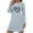 Light Blue, variant on Women's Sleepshirts Straight Slim Shirts Pajamas Cute Heart Dog Paws Printed Long Sleeved Nightdress Round Neck Loose Comfortable Short Loungewear Soft Sleepwear