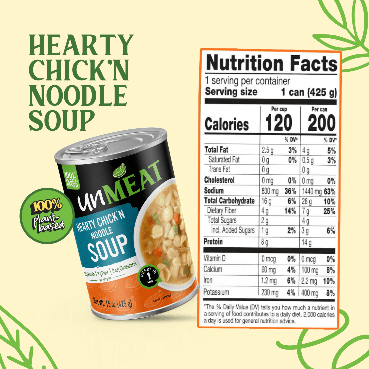 unMEAT&nbsp;Plant-based Hearty Chick'n Noodle Soup, 15oz Can