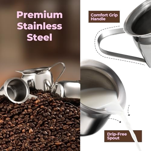 Fit Meal Prep [12 Pack] 3 oz Creamer Pitcher - Stainless Steel Bell Creamers, Mini Cup Container for Serving Milk, Coffee Cream, Salad Dressing, Maple Syrup, Espresso Machine for Restaurant, Cafes