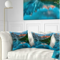 Designart Moraine Lake Sunrise - Landscape Photography Throw Pillow - 16x16