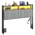 thumbnail image 4 of Pinmoco Headboard for Full Size Bed with Storage, Linen Upholstered Head Board with LED Light and Charging Station, Gray, Headboard Only(Bed Frame Not Included), 4 of 10