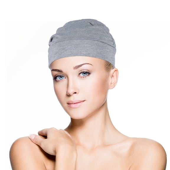 Soimiss Sleeping Caps Women 2Pack Cotton with Elastic Design for Night Use Grey