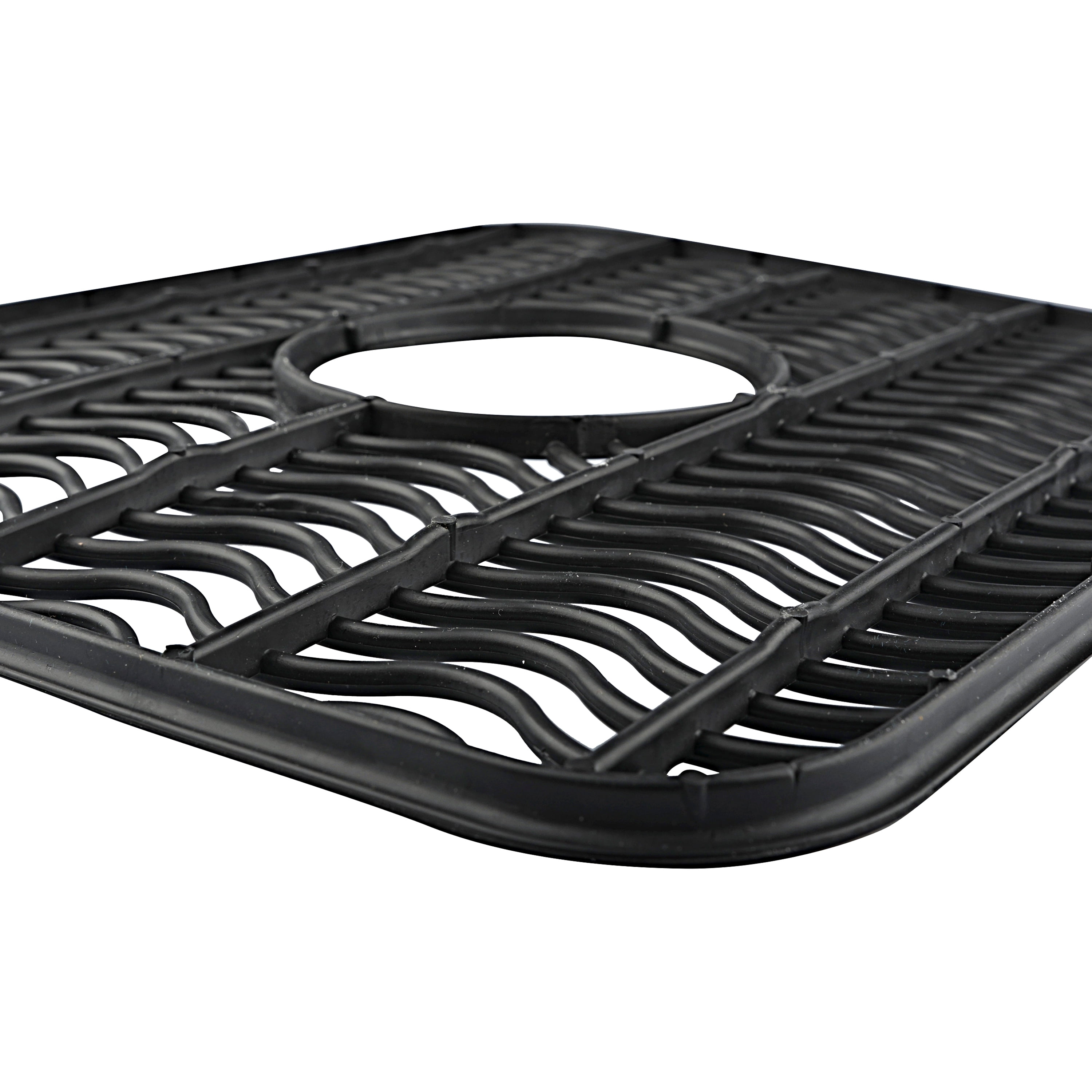Rubbermaid Antimicrobial Kitchen Sink Protector Mat Flexible Small Black Waves 