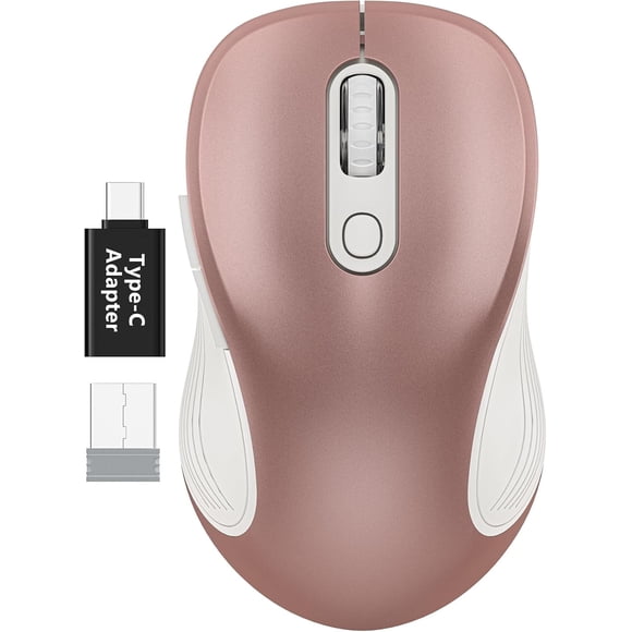 WisFox 2.4G Wireless for Laptop, Ergonomic Computer with USB Receiver and 3 Adjustable Levels, 6 Button Wireless Mice for Windows PC Notebook (Grey)
