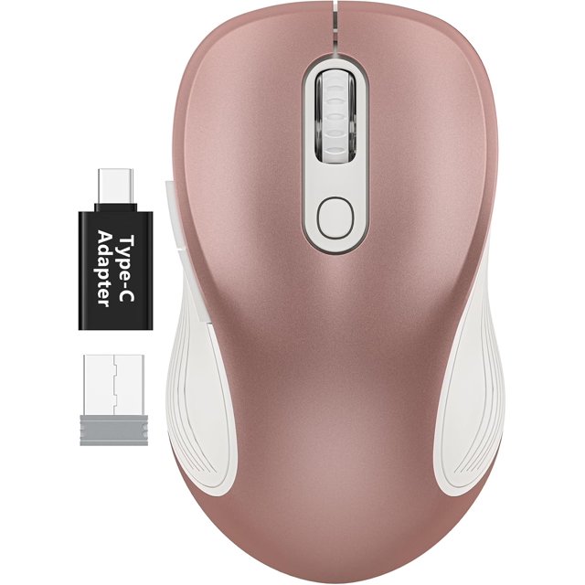 WisFox 2.4G Wireless for Laptop, Ergonomic Computer with USB Receiver and 3 Adjustable Levels, 6 Button Wireless Mice for Windows PC Notebook (Grey)