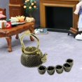 thumbnail image 4 of con tazas Taza de té Juguete 1/12 Juego de té Tetera en miniatura Muñeca Juguete Suministros Té Dorado, 4 of 8