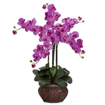Phalaenopsis with Decorative Vase Silk Flower Arrangement, Orchid