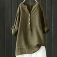 thumbnail image 2 of women blouses womens summer blouses Women Loose Solid Linen Shirt Long Sleeve Button Up Mandarin Collar Top, 2 of 3