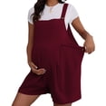 thumbnail image 4 of Hpgjzj Maternity Short Overalls Adjustable Straps Cotton Blend Loose Fit Casual Pregnancy Romper with Pockets, 4 of 7