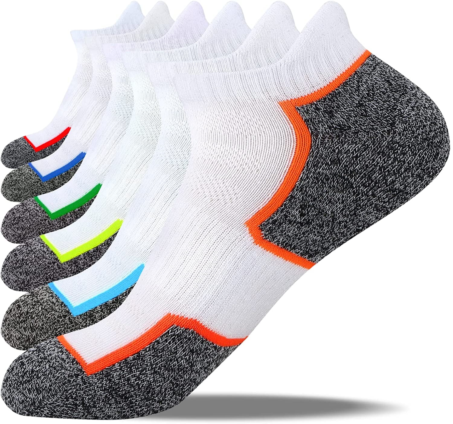 FUNDENCY 6 Pack Men's Ankle Athletic Socks Low Cut Breathable Running ...