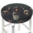 thumbnail image 5 of Salouo Stylish Avian Gathering Pattern Bar Stool Cushion Cover, Round Crease-Resistant Stretchy Dustproof Stool Seat Slipcover for Bar Round Chair-12 inch, 5 of 6