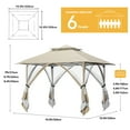 thumbnail image 3 of Dextrus Patio Gazebo 11x11ft Double Roof Pop up Gazebo, Outdoor Portable Canopy Instant Tent for Lawn, Garden, Backyard and Deck, Beige, 3 of 6