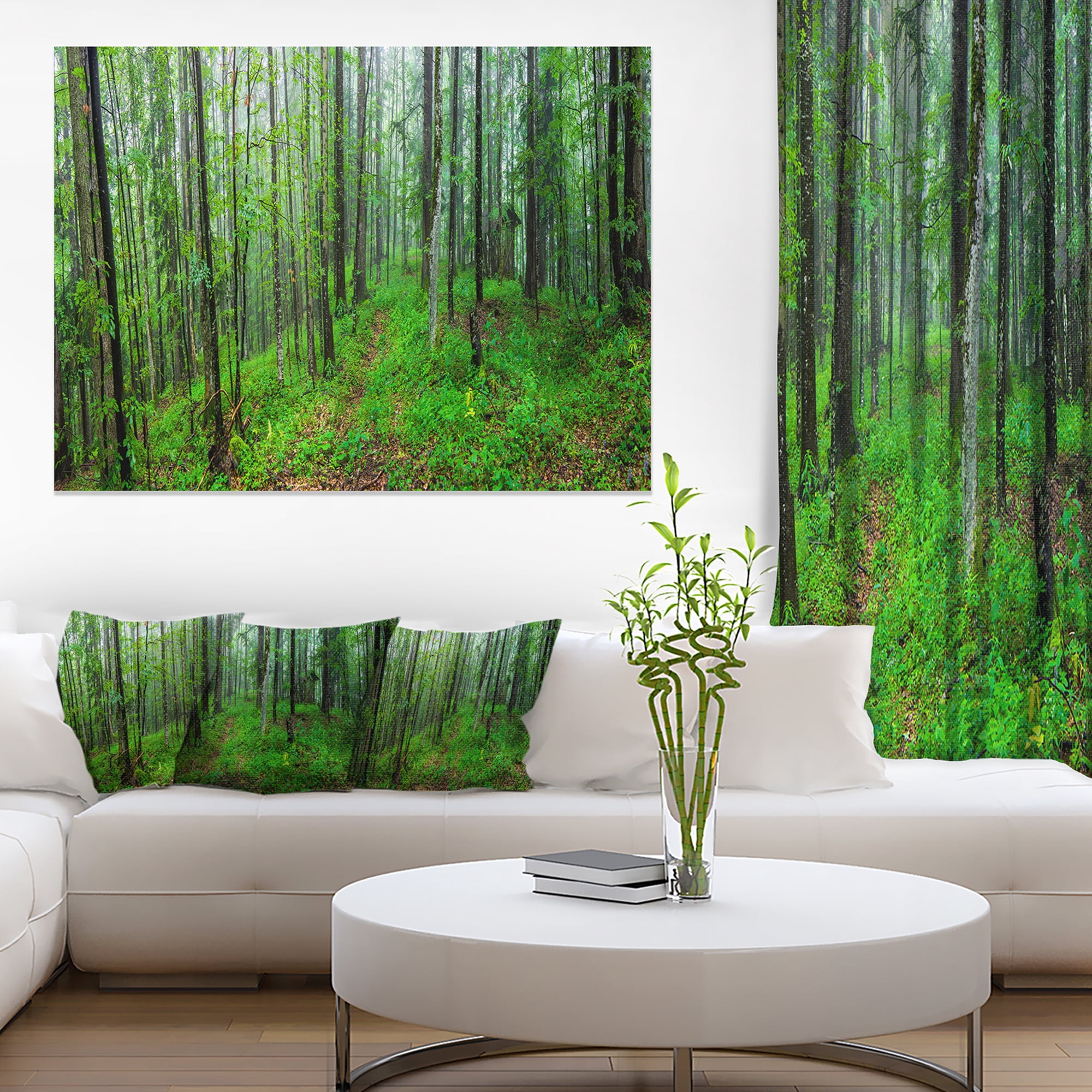 Designart 'Green Wild Forest with Dense Trees ' Forest Canvas Art Print
