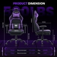 thumbnail image 3 of JONPONY Big and Tall 500LBS Ergonomic Gaming Chair, Gamer Chair PU Leather with Footrest and Lumbar Support, High Back Office Chair Support 8 Hours Long Sitting, Computer Chair,2D Armrests，Purple, 3 of 9