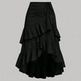thumbnail image 5 of WULMLEO Women's Western Boho Flowy Ruffle Hem Tiered Midi Skirts High Low Asymmetrical Drawstring Skirts Black M, 5 of 5