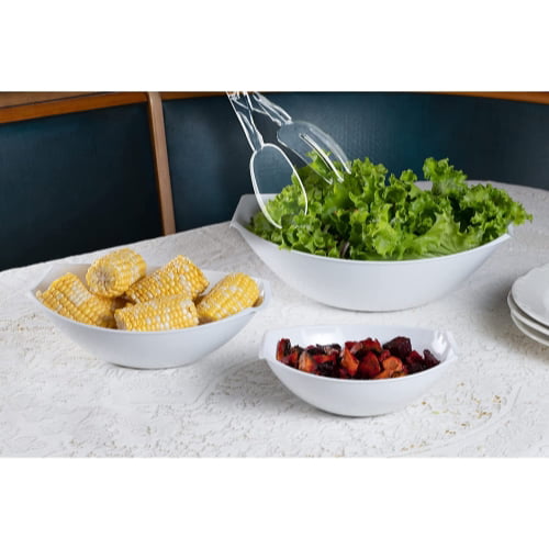 Crown Display Serving Bowl combo - 12 Extra Large Clear Salad / Fruit  Convex Bowls (128oz) - With 12 Clear Plastic Deluxe Salad Spoons & forks -  36 Count 