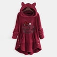 thumbnail image 2 of Women's Fuzzy Fleece Hoodies Christmas Patterns Long Sleeve Pullover Tops Cute Cat Ear Hooded Sweatshirt Christmas Gift, 2 of 5