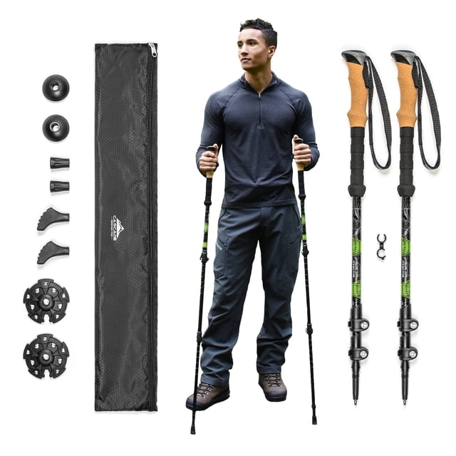 Bastones de trekking Cascade Mountain Tech de aluminio verde (juego de 2)