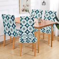 thumbnail image 2 of Yayeee 4 Pack Dining Chair Covers Stretch Parson Chairs Slipcovers Seat Protector, Blue Mosaic Pattern, 2 of 6