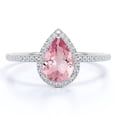 thumbnail image 1 of JeenMata Anillo de Compromiso de 1 Quilate con Piedra Natal de Octubre en Corte de Pera - Anillo de Bodas - Anillo de Halo - Anillo Pavé - Anillo de Promesa - Baño de Oro Blanco de 18 K sobre Plata, 1 of 6
