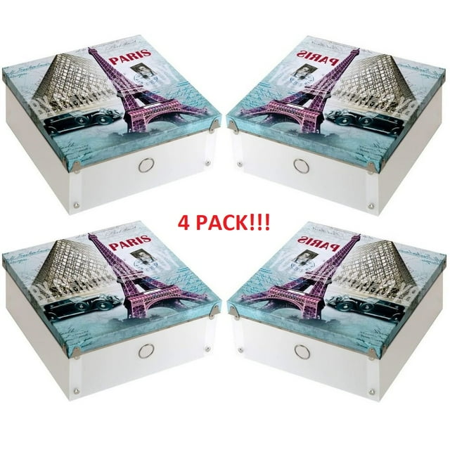 PACK 4 Caja organizadora de plástico con imagen de PARIS Torre Eiffel Tutti-Home TUTTI-HOME Azul