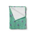 thumbnail image 2 of Floral Soft Flannel Fleece Throw Blanket, Rhythmic Oriental Flowers Tulips Ottoman Style Pattern, Cozy Plush for Indoor and Outdoor Use, 70" x 90", Sea Green Purple, by Ambesonne, 2 of 5
