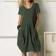 thumbnail image 2 of Vestido largo bohemio para mujer talla grande - Manga corta, cuello en V, estampado floral - Poliéster ligero, informal para la oficina/vacaciones/fiestas, 2 of 5