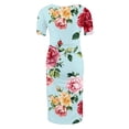 thumbnail image 5 of breaise Floral Side Ruch Maternity Dress Summer Crew Neck Bodycon Mini Dress 2025 Short Sleeve Baby Shower Dress Casual Lounge Pregnancy Dress Daily Wear, 5 of 6