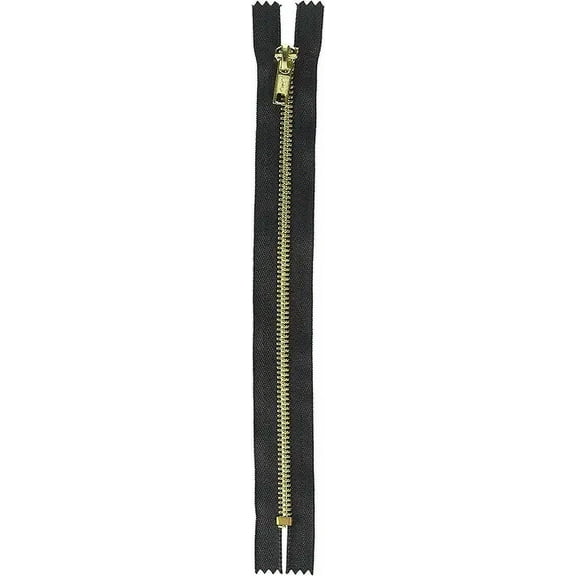 Coats Thread & Zippers F2409-002 Fashion Metal Brass Closed Bottom Zipper, 9", Black