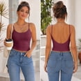 thumbnail image 6 of Women's Low Back Cami Tank Top Spaghetti Strap Scoop Neck Soft Stretchy Fitted Crop Layering Camisole for Daily Casual Wear, 6 of 7