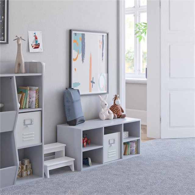Ameriwood Home Tyler Kid's 5 Cube Bench in Dove Gray