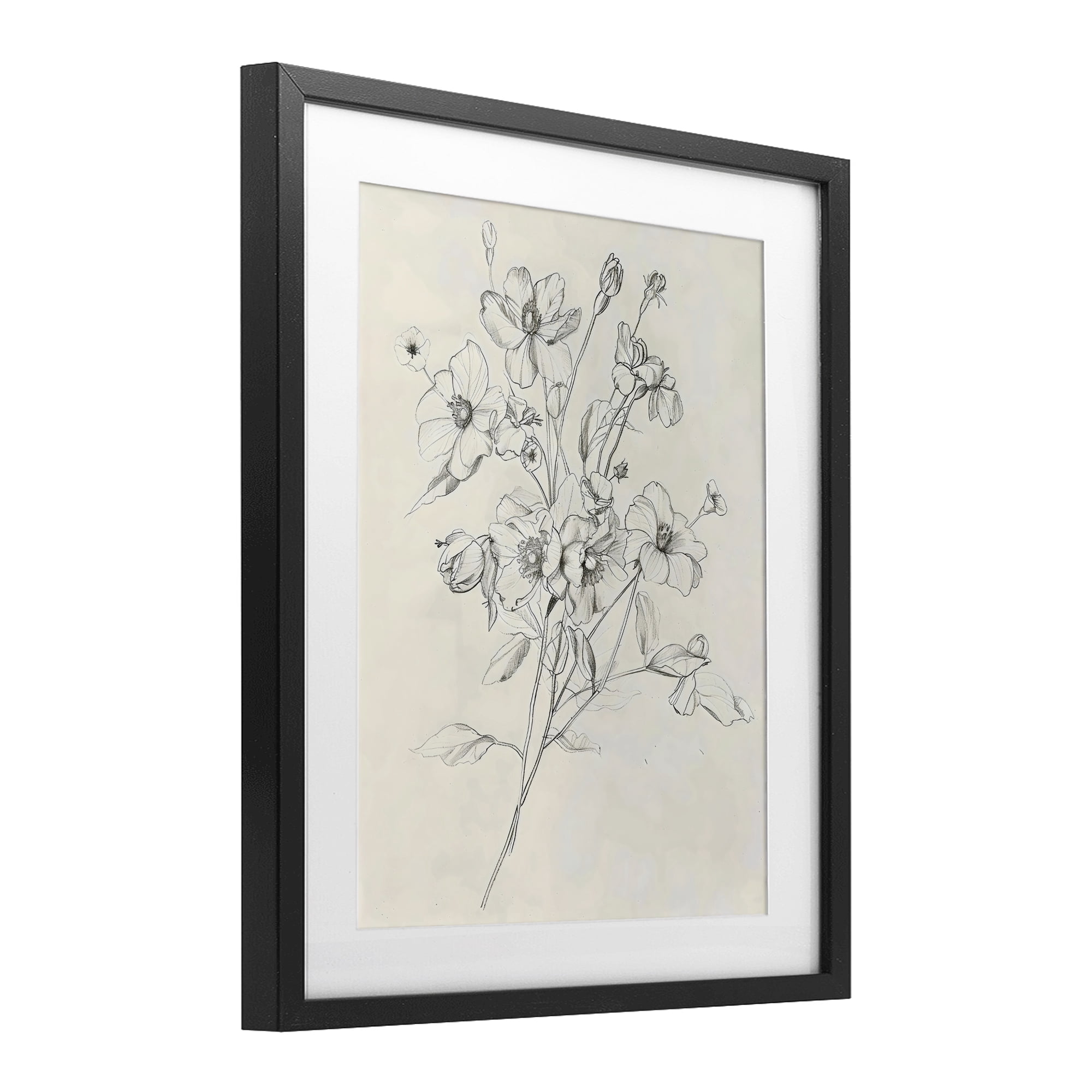 Stupell Industries Wildflower Outline Study Black Framed Print Under Glass, design by Creative Studio