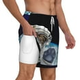thumbnail image 3 of Balery Cat Astronaut Mens Swim Trunks Swim Shorts for Men Quick Dry Inseam Beach Shorts with Compression Liner Pocket-3X-Large, 3 of 9