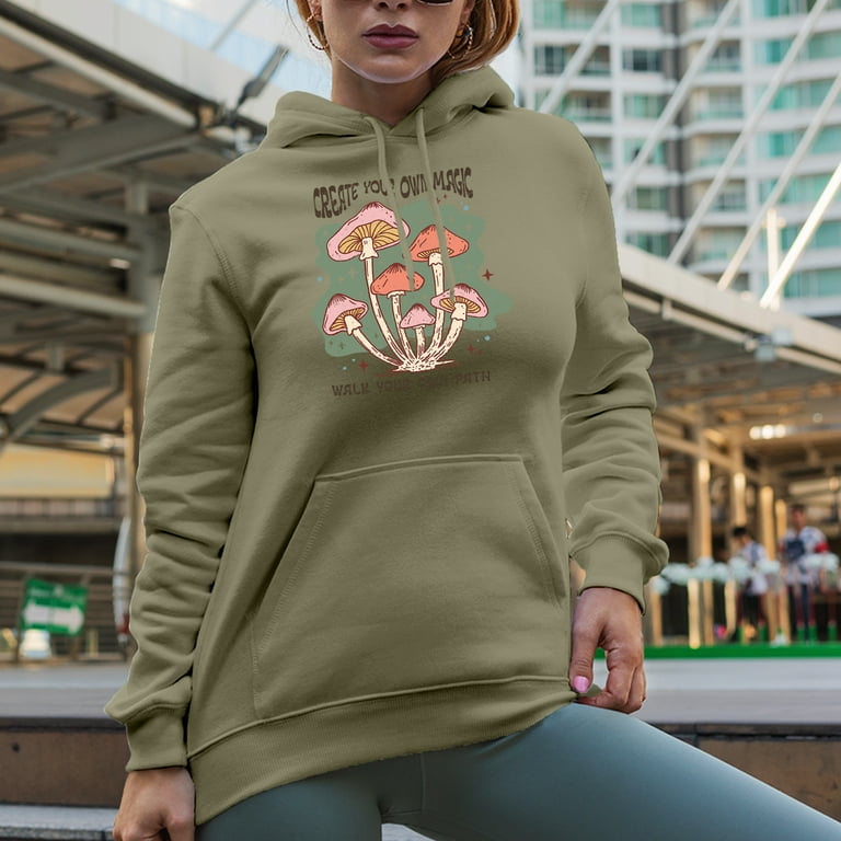 Create Your Own Magic Walk Your Own Path Boho Retro Mushroom Art Merch Gift Sand Hooded Sweatshirt or Hoodie XL Walmart