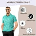 thumbnail image 5 of LA LEELA Men's Short Sleeves Collared Jersey Classic Fit Button Down Casual Daily T-Shirt Golf Polo Shirts for Men XL Palm, Blue, 5 of 6