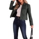 thumbnail image 3 of Chaqueta de cuero sintético para mujer INSPIRE CHIC con cuello de solapa, mangas largas y cremallera, color negro M, 3 of 6