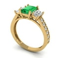 thumbnail image 2 of Clara Pucci 14K Yellow Gold Solid Gold Emerald Three-Stone Anniversary Ring for Women - 1.88 cttw Emerald Cut, 2 of 8