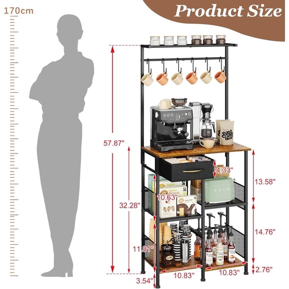 Coffee  Stand Station with Storage Drawer