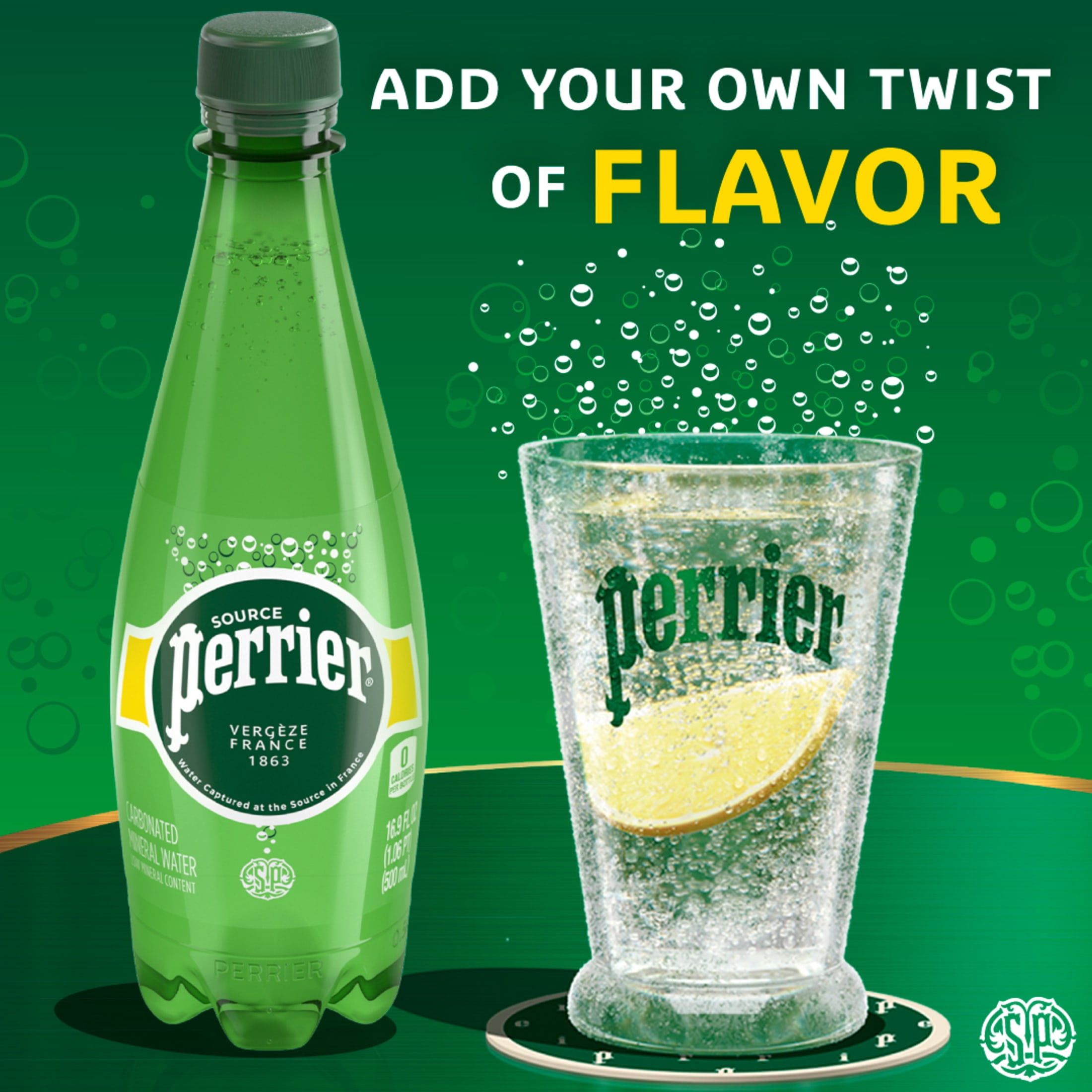 Perrier Sparkling Unflavored Mineral Water, 101.4 fl oz, 6 Pack Plastic Bottles