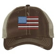 thumbnail image 5 of Distressed American Flag Trucker Hat - Vintage Patriotic Cap - Embroidered USA Design - Mesh And Strapback (NavyBlue), 5 of 8