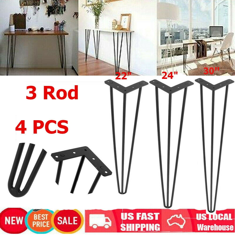 SALE SET OF 4 3 ROD INDUSTRIAL HAIRPIN DINING/COFFEE LEGS DAMAGED PACKET #992 