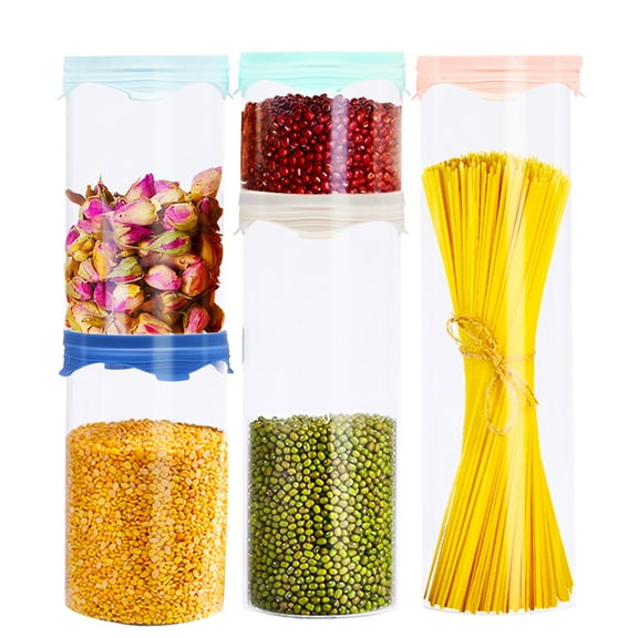 TIBLEN 5-Pack Glass Jars Containers with Lids, Glass Storage Food Cylinders Canisters for Kitchen  Pantry Organization, Ideal for Flour, Sugar, Coffee, Cookie Jar, Candy, Pasta