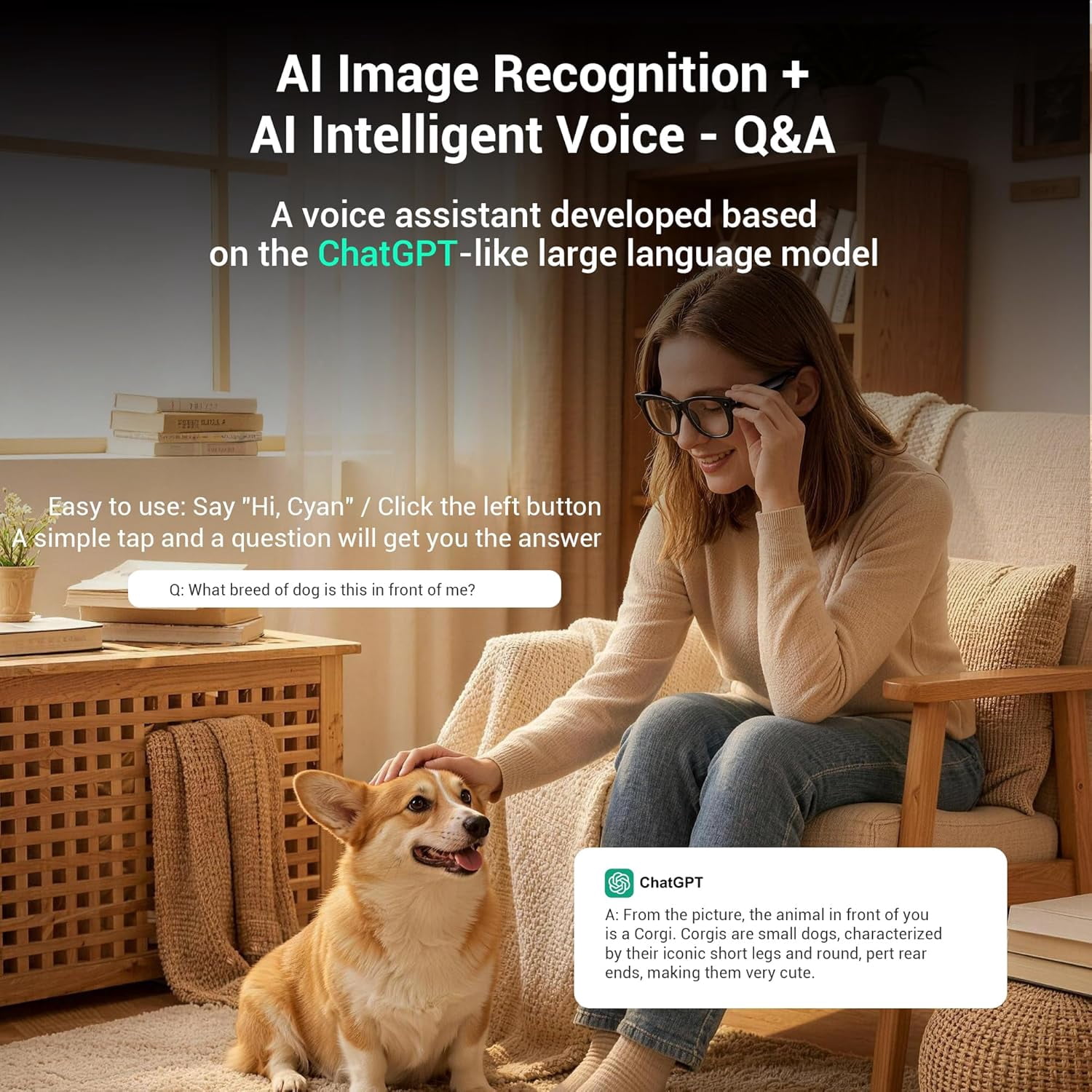 Blackview AI Camera Smart Glasses with 1080P HD Recording & Real-Time Translation, Polarized Sunglasses with Voice Assistant for Men & Women