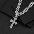thumbnail image 3 of Hip Hop Punk Luxury Rhinestone Crown Cross Pendant  Necklace for Women Men 15mm   Iced Out Cuban Link Cuban Chain Necklace Charm Jewelry Accessories Fashion Gift, 3 of 6