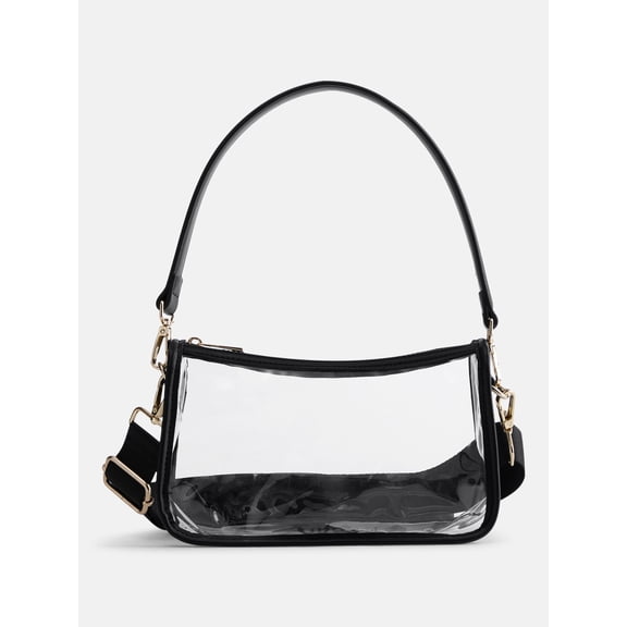 No Boundaries Women's Game Day Clear Mini Shoulder Bag, Black
